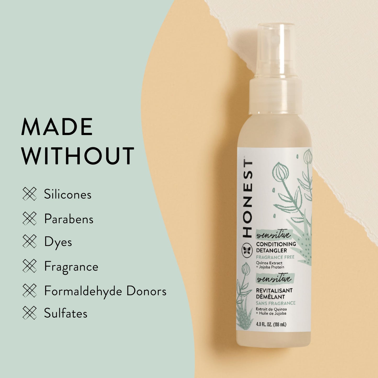 The Honest Company Conditioning Hair Detangler | Leave-in Conditioner + Fortifying Spray | Tear-free, Cruelty-Free, Hypoallergenic | Citrus Vanilla Refresh, 4 fl oz