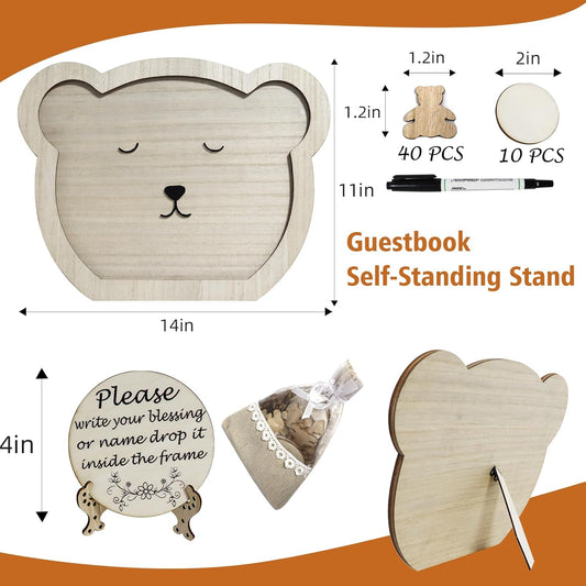 Baby Shower Guest Book Bear Style Baby Shower Decorations for 50 Guests with Pen, Newborn Party Gifts for Soon to Be Moms Baby Shower Guest Book Alternatives Set