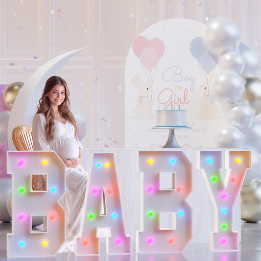 4FT Baby Shower Decorations for Girl Boy, Baby Letters for Baby Shower, Gender Reveal Party, Marquee Light Up Letter 4 Feet Tall for Party Decor, Sign, Backdrop, Supplies, Large, Colorful