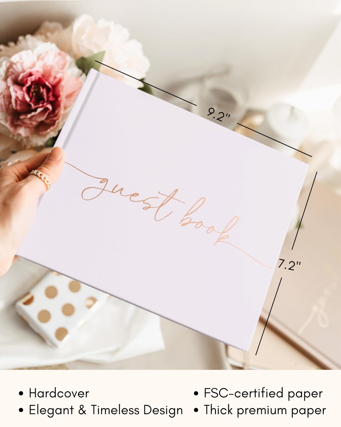 Lamare Elegant Blank Page Wedding Guest Book – The Perfect Polaroid Guest Book for Wedding Receptions, Birthdays, Baby Showers, and Special Events – A Stylish Sign-in Book for Guests