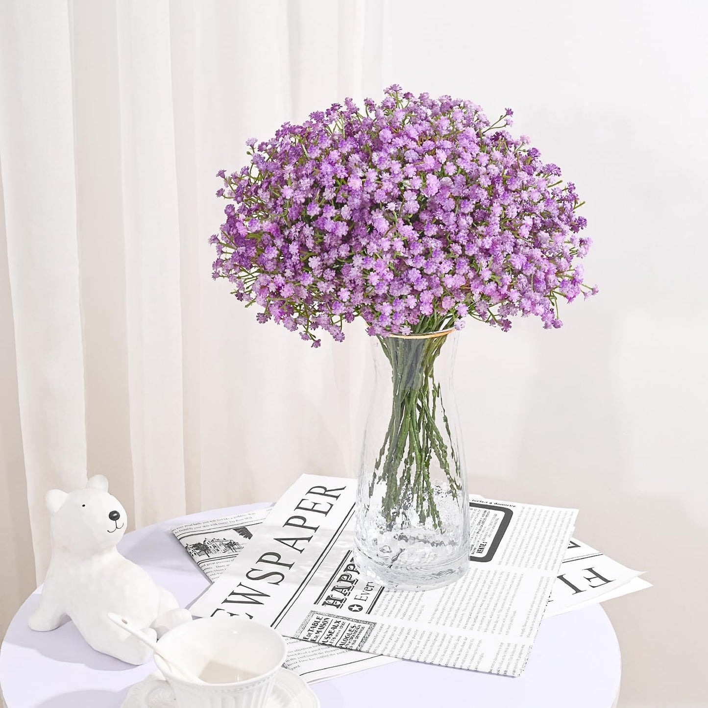 MARTINE MALL Babys Breath Artificial Flowers, 15 PCS White Baby Breath Flowers Artificial Bulk, Fake Babys Breath Gypsophila Real Touch Faux Babys Breath for Wedding Floral Arrangement Home Decor
