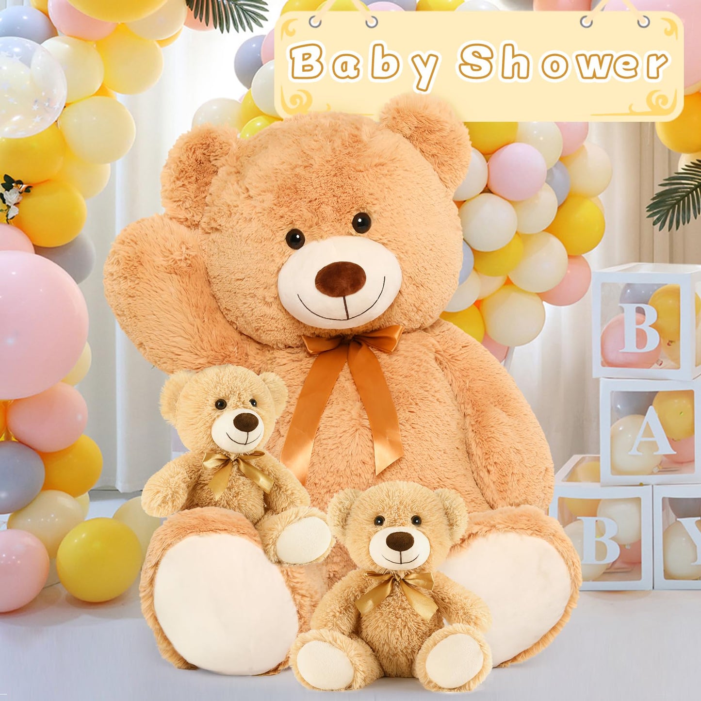 MorisMos 6Pcs Teddy Bears Bulk Baby Shower, 14inch Cute Teddy Bear Stuffed Animals Plush, Small Stuffed Bears on Centerpiece Baby Shower, White
