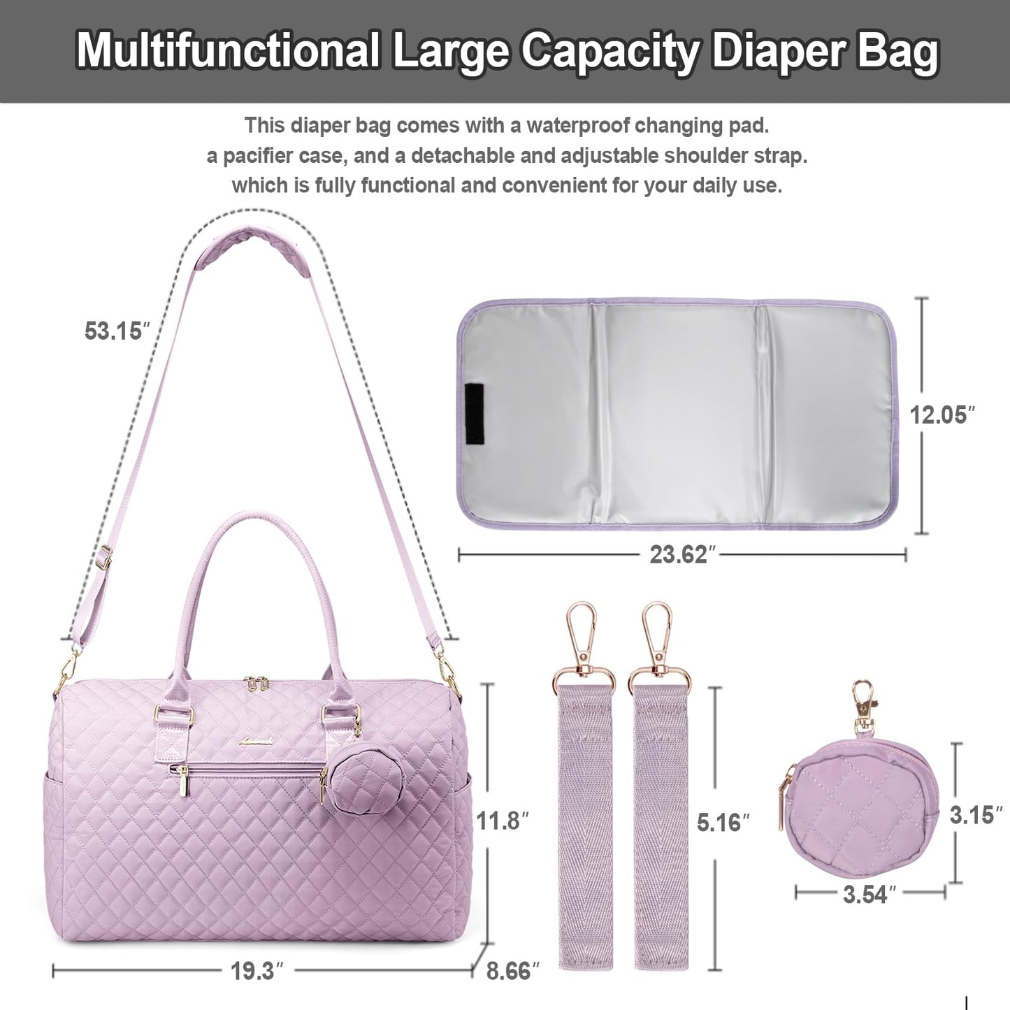 LOVEVOOK Diaper Bag Tote with Pacifier Case and Changing Pad, Large Capacity Mommy Bag for Hospital and Weekender Travel, Functional Baby Bag Newborn Baby Essential, Black