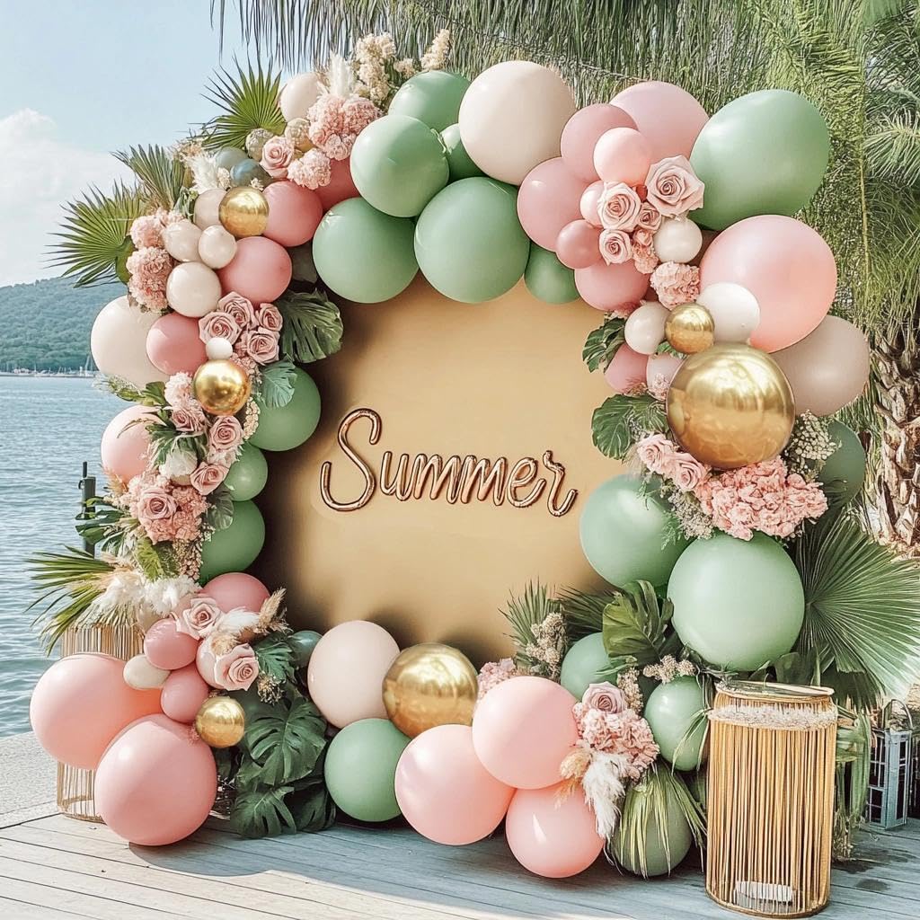 Dusty Pink Brown Balloon Garland Nude Tan Pink Rose Gold Metallic Double Stuffed Dusty Rose Mauve Blush Beige Balloon Arch Kit for Baby Shower Birthday Bridal Wedding Party Decoration