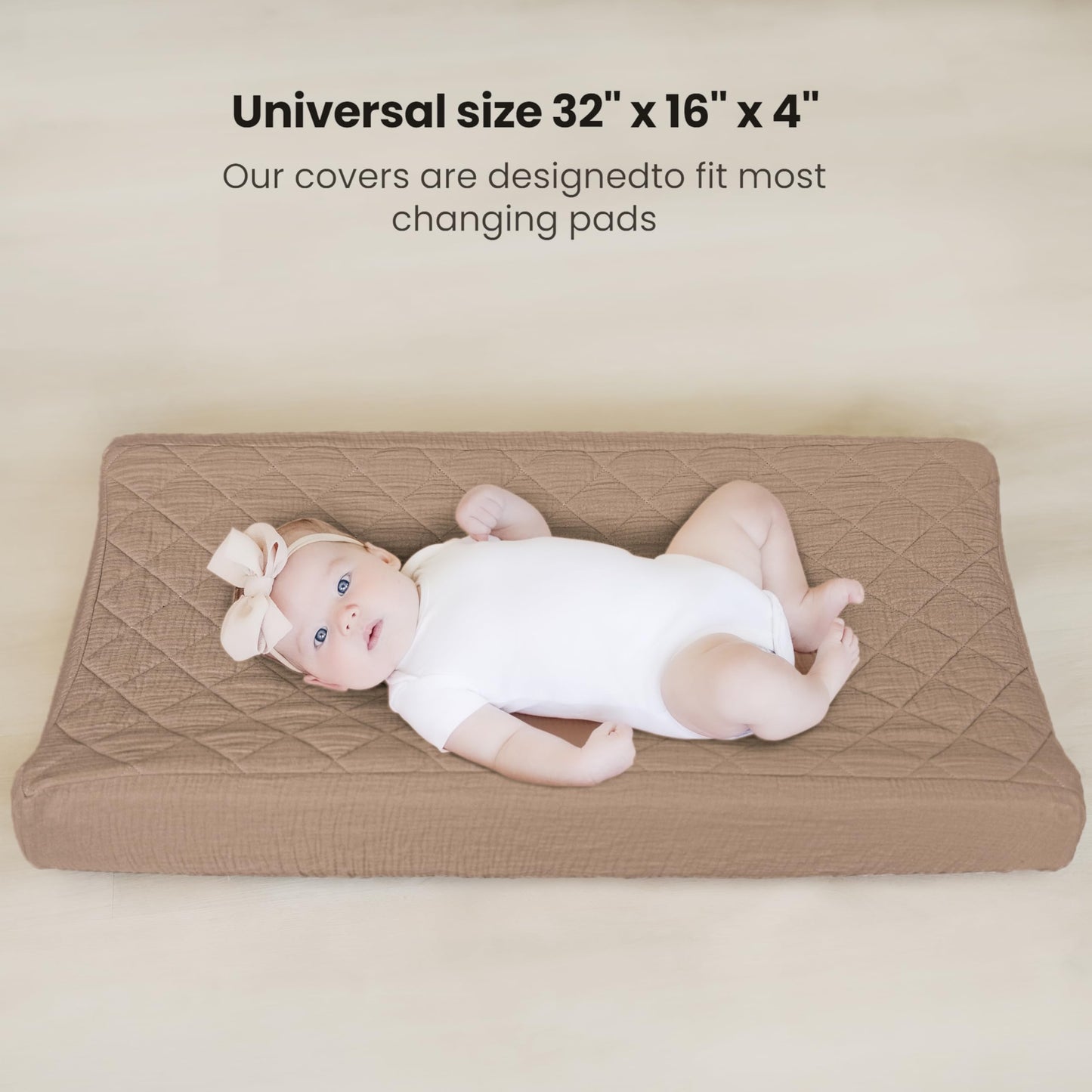 Konssy Waterproof Muslin Changing Pad Cover 2 Pack, Quilted Cotton Fitted Diaper Chang Table Cover, Soft Changing Pad Sheets for Girls Boys (Blossom,Pink)