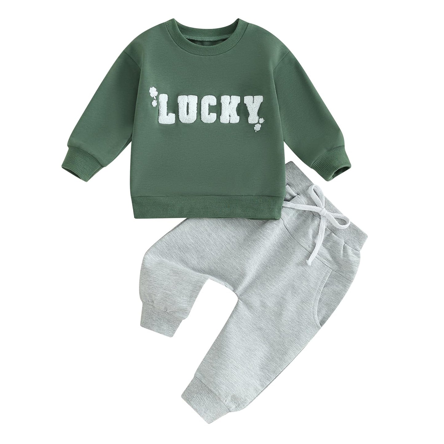 Engofs 2Pcs Toddler Baby Boy Girl Sweatshirt Tops Pants Set Long Sleeve Sweatsuit Fall Winter Outfits