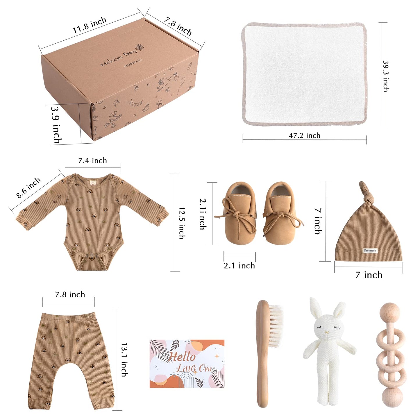 meloom Deluxe Baby Girl Gift Set, Newborn Baby Shower Gifts Basket, Newborn Gifts Box, Boho Baby Girl Essentials, Baby Shower Gifts for New Moms, Personalized New Baby Gifts