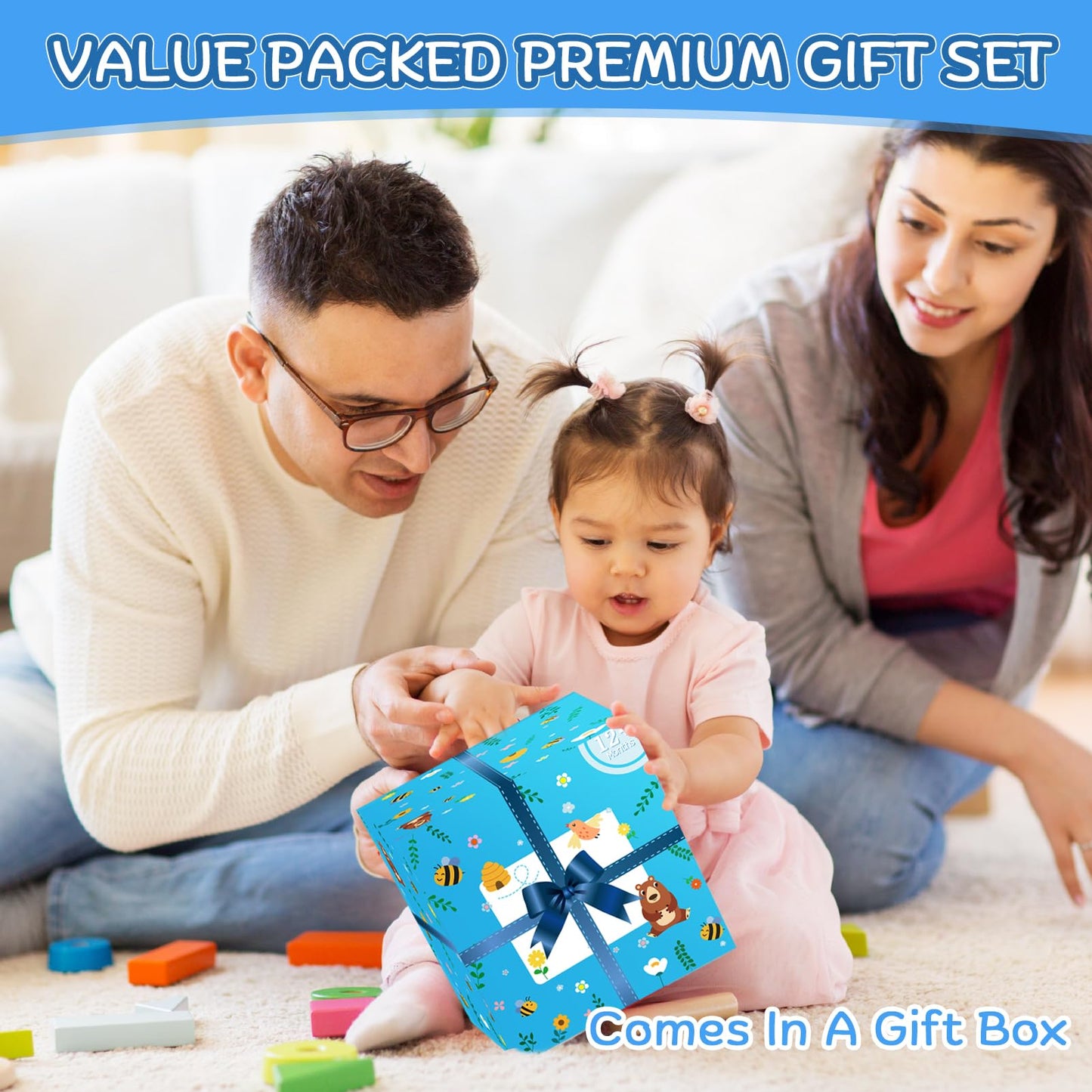 Wooden Activity Cube | Montessori Toys for 1 2 3 Year Old Toddlers | One Year Old 1st First Birthday Gift | Educational Toys for 12+ Months Baby Boys Girls | Bonus Sorting & Stacking Game (Pink)