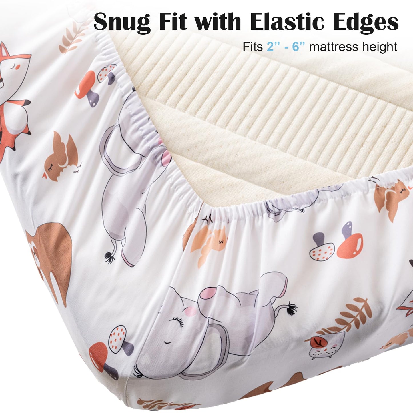 Crib Bedding Set 4 Pieces – Includes Comforter, 2 Fitted Sheets for Easy Changing, Crib Skirt – Soft, Breathable, Machine Washable – Fits Standard Crib Mattress – Baby Nursery Set for Boys & Girls