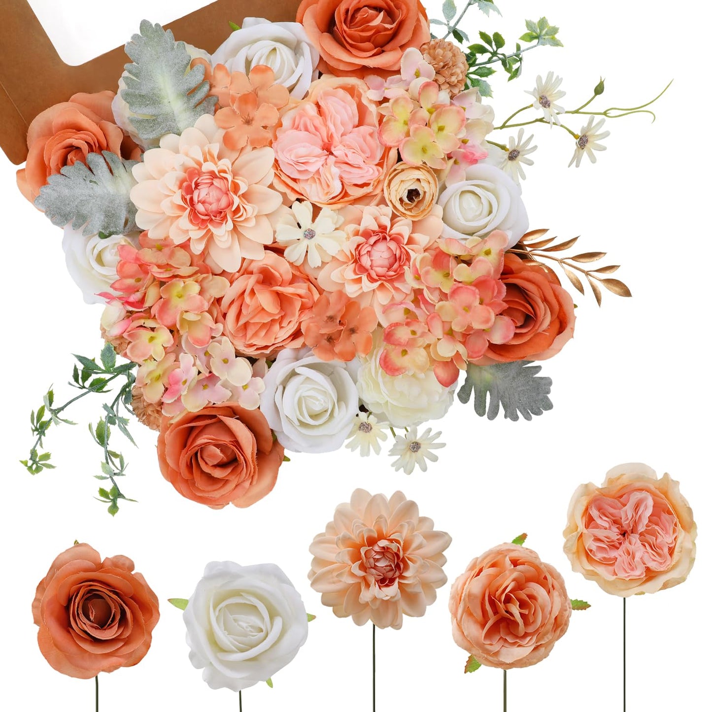 Artificial Flowers Combo for DIY Wedding Bouquets Combo Centerpieces Arrangements Party Bridal Baby Shower Home Decorations-Blush Pink