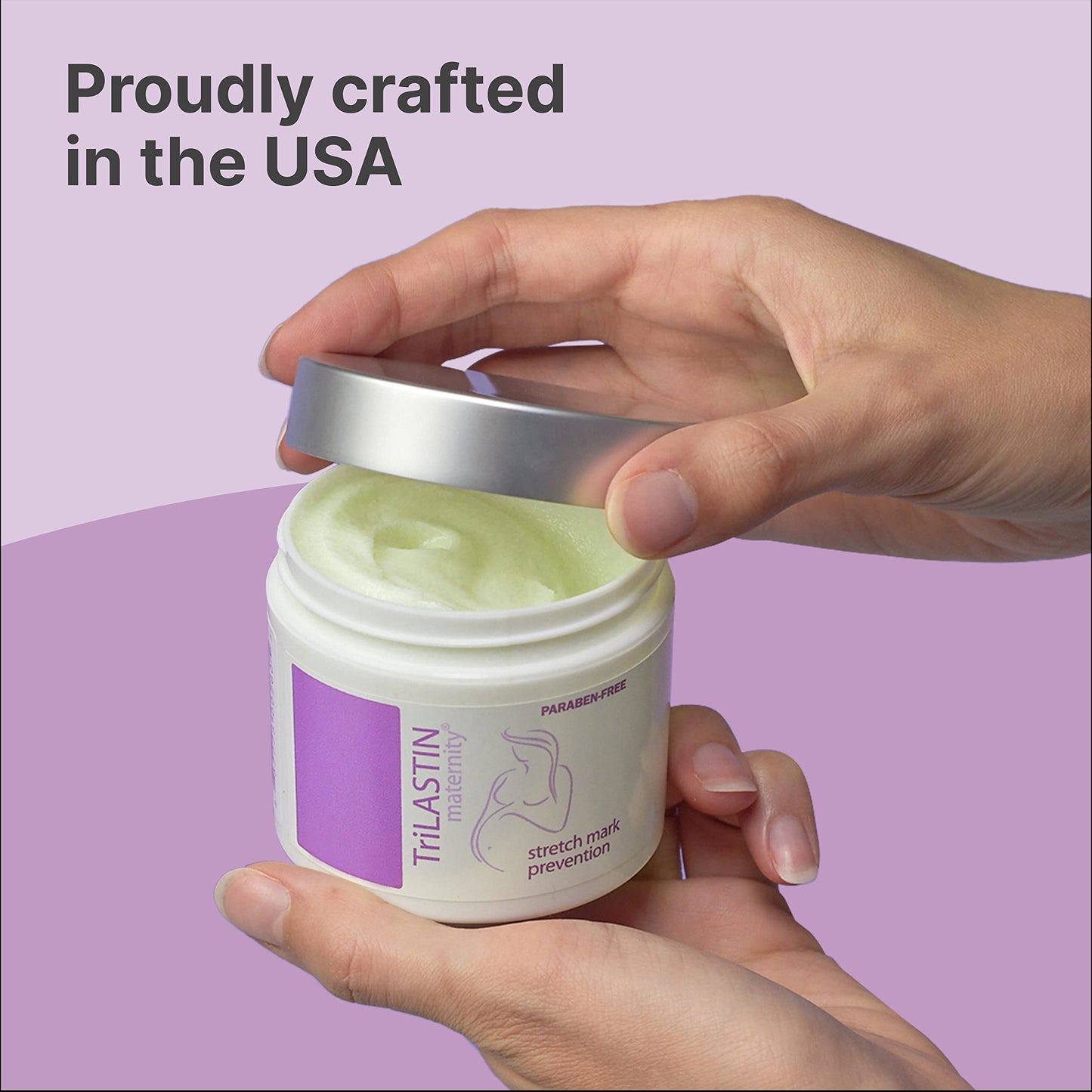 TriLASTIN Maternity Stretch Mark Prevention Cream - Paraben-Free, Hypoallergenic, and Safe for Pregnancy - Stretch Mark Formula for Pregnant Women - 4 Oz Belly Cream for Pregnant Women