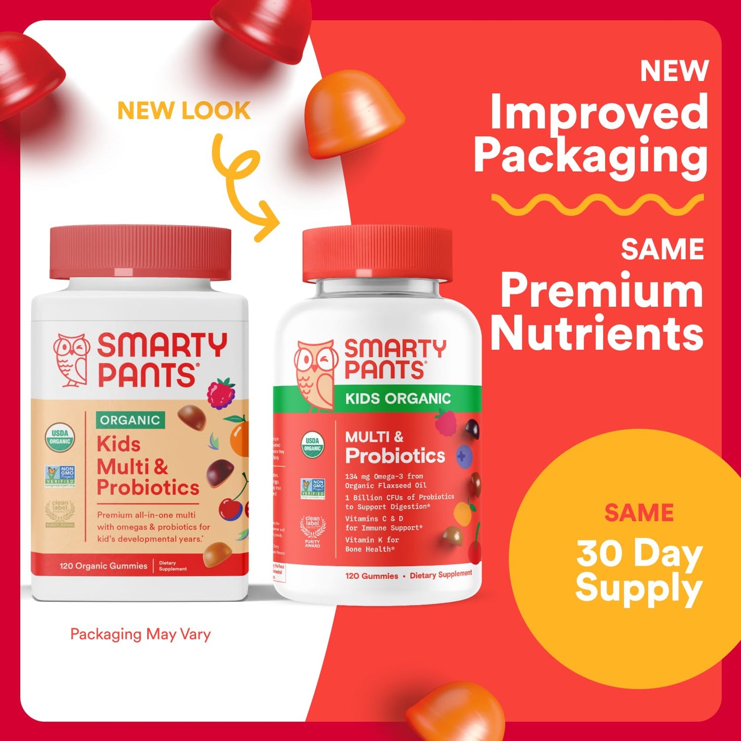 SmartyPants Kids Multivitamin Gummies: Omega 3 Fish Oil (EPA/DHA), Vitamin D3, C, Vitamin B12, B6, A, K & Zinc for Immune Support, Biotin, Gluten Free, Three Fruit Flavors, 120 Count (30 Day Supply)