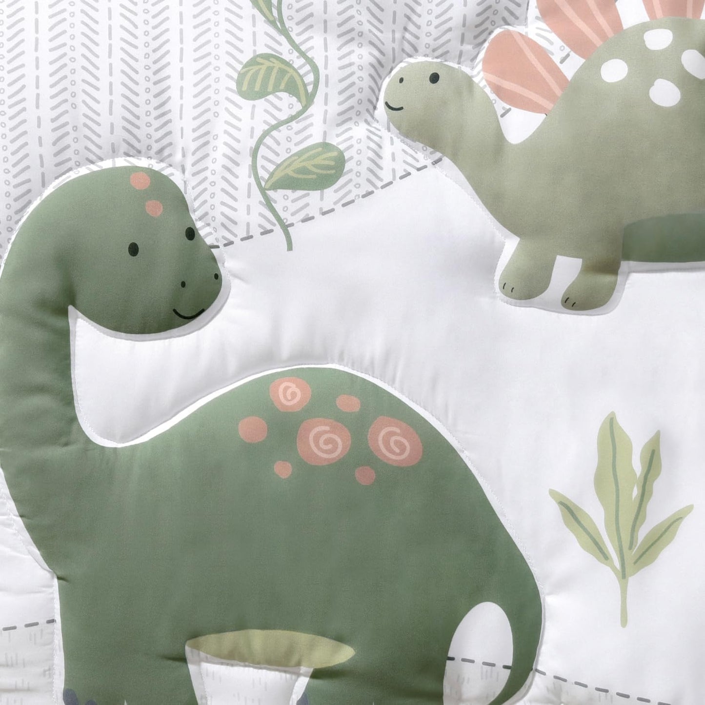 The Peanutshell 3 Piece Baby Crib Bedding Set for Boys - Newborn, Infant & Toddler Nursery Bed Set Decor with Fitted Crib Sheet, Dust Ruffle Comforter - Dinosaur Dreams