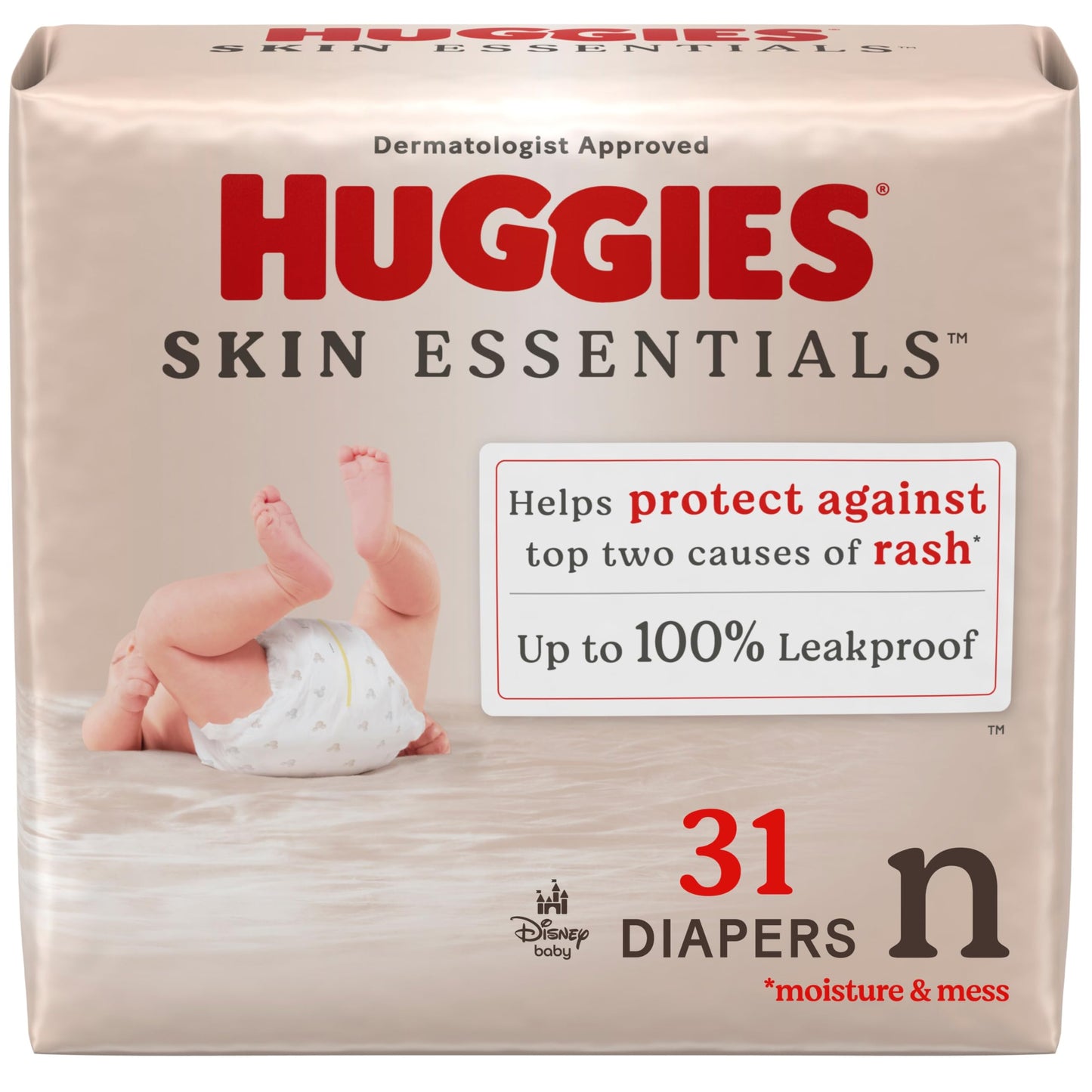 Huggies Size 2 Diapers, Skin Essentials Baby Diapers, Size 2 (12-18 lbs), 74 Count, Packaging May Vary