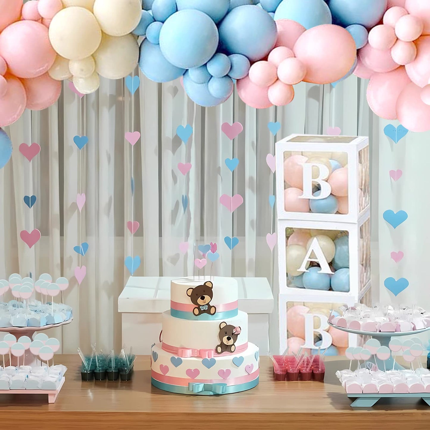 Baby in Bloom Baby Shower Decorations - 116pcs Pink and Sage Green Balloon Arch Kit, BABY in Bloom Backdrop and Baby Boxes with Letters for Pink Floral Baby Shower Decorations for Girl