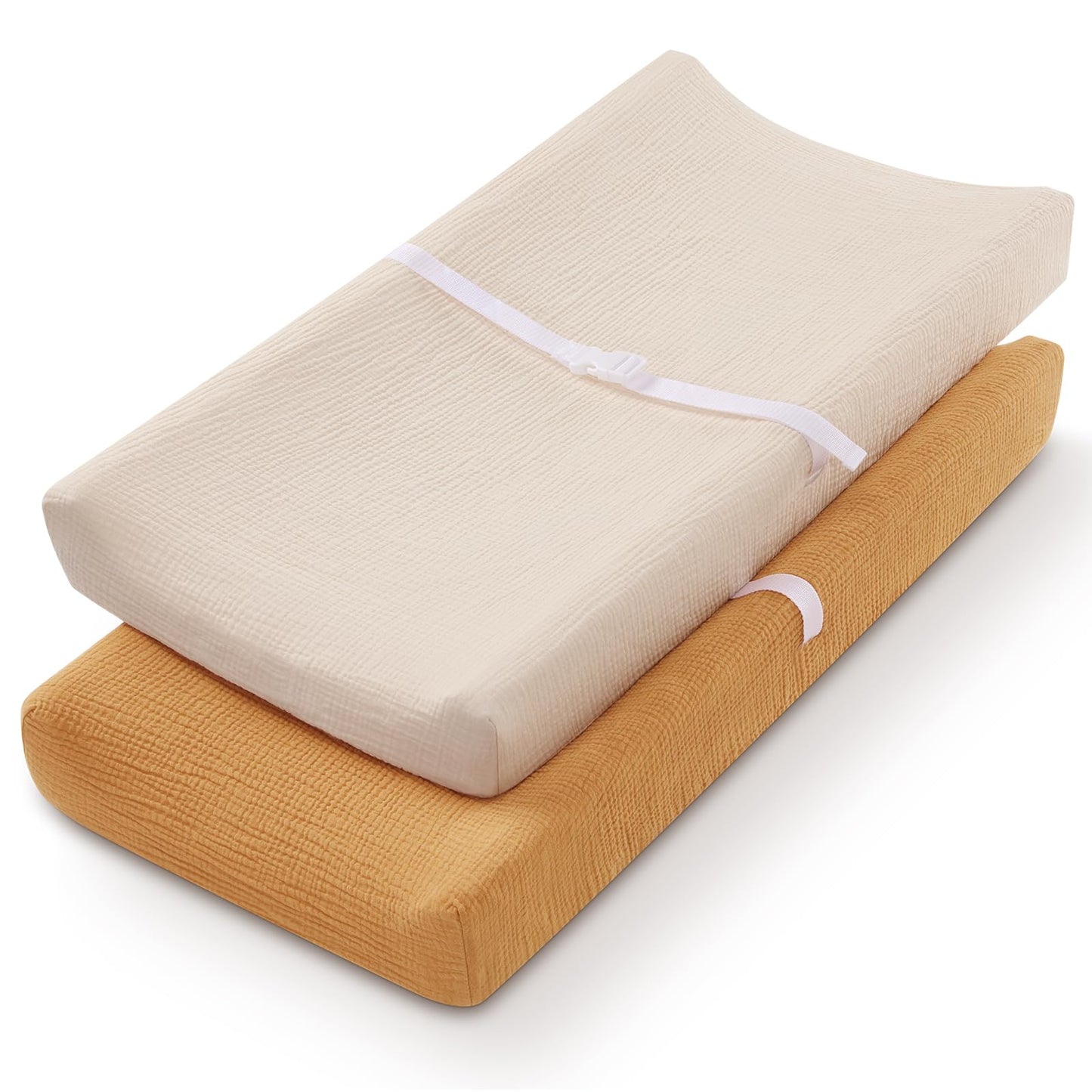Blissful Diary Muslin Changing Pad Cover for Girls Boys, Ultra Soft Breathable Cotton, Baby Diaper Change Table Pad Covers, 2Pack (Roman Green&Leaf)