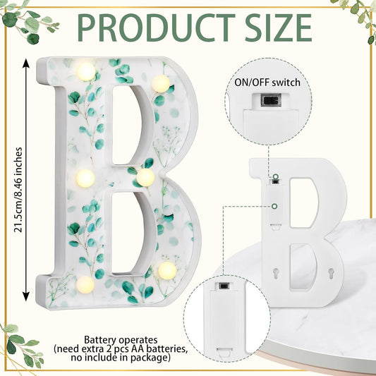 Woodland Greenery Centerpieces Baby Marquee Light up Sign Letters 8.26'' Baby Shower Letter Battery Operated Gender Reveal Birthday Party Decor for Home Table(Eucalyptus Leaf Baby,Green)