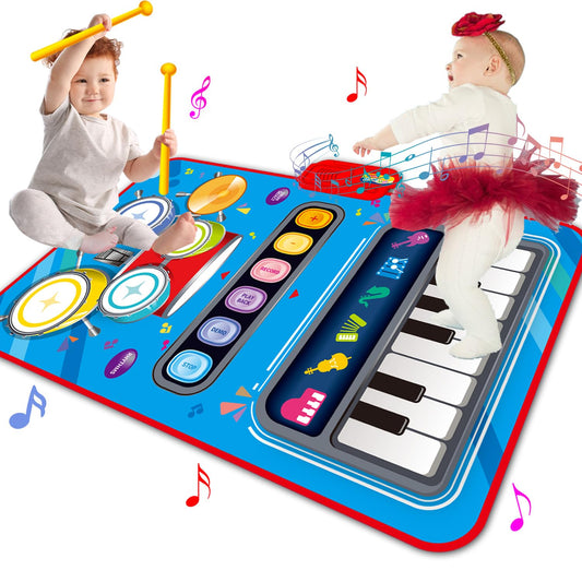Toys for 1 Year Old Girl Gifts,2 in 1 Piano Mat Montessori Toys for 1 2 Year Old Girl,Educational Musical Toy First Birthday Gifts for 1 2 3 Year Old Girls,Christmas Stocking Stuffers for Toddler Girl