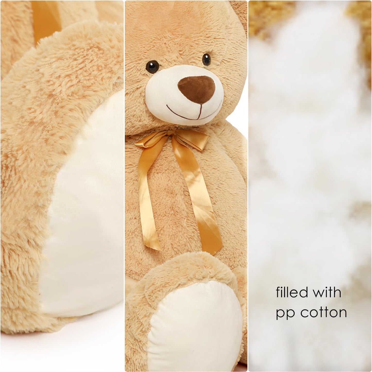 Tezituor 59" Gaint Teddy Bear Stuffed Animal,5ft Life Size Big Teddy Bears,Light Brown Cute Soft Plush Toy,Gifts for Kids Girls Boys Girlfriend Valentine,Christmas,Birthday,Baby Shower,Wedding Party