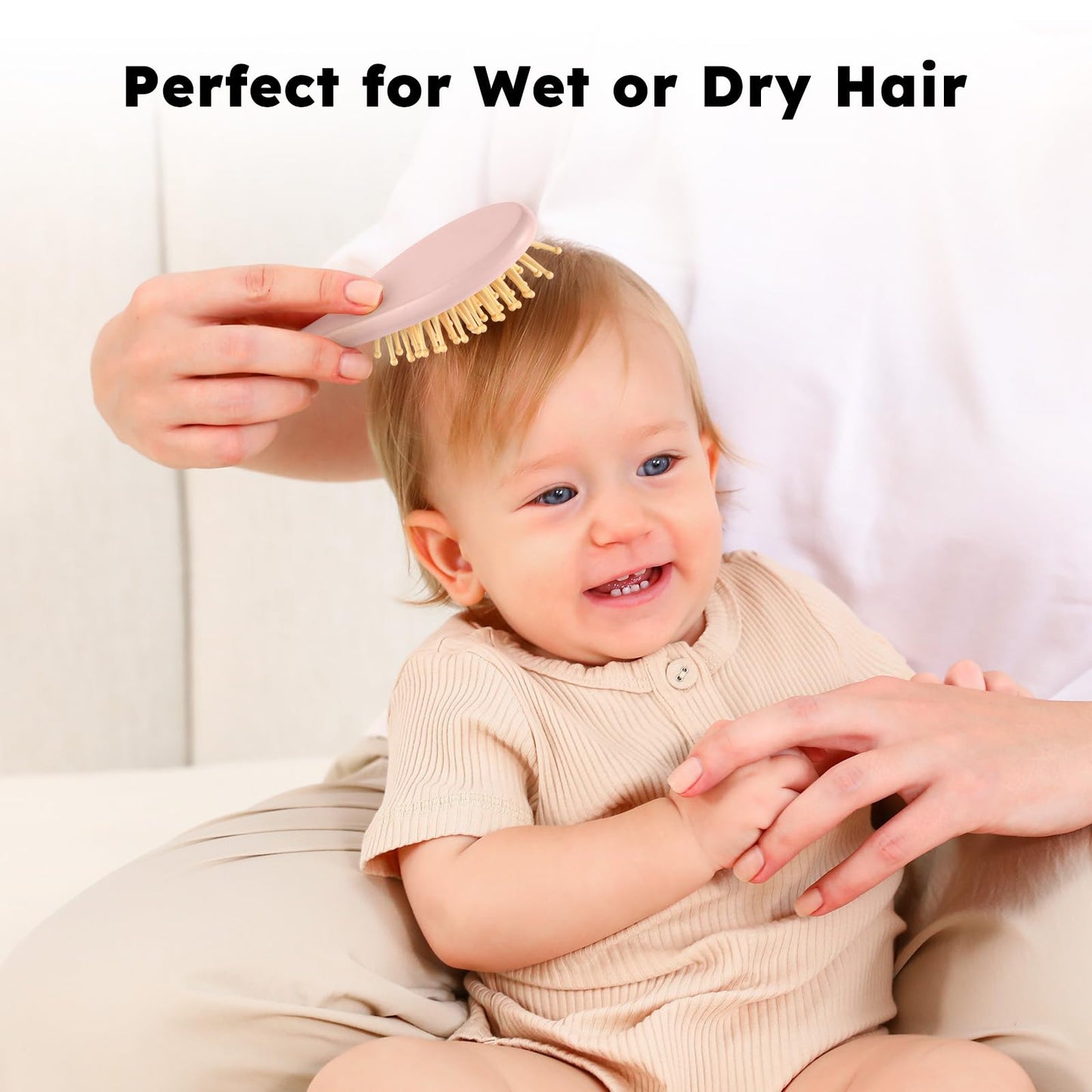 Yoofoss 4 Piece Baby Brush and Comb Set, Wooden Baby Brush with Natural Ultra Soft Goat Hair, Baby Hair Brush for Newborn, Baby Brush Set for Boy Girl