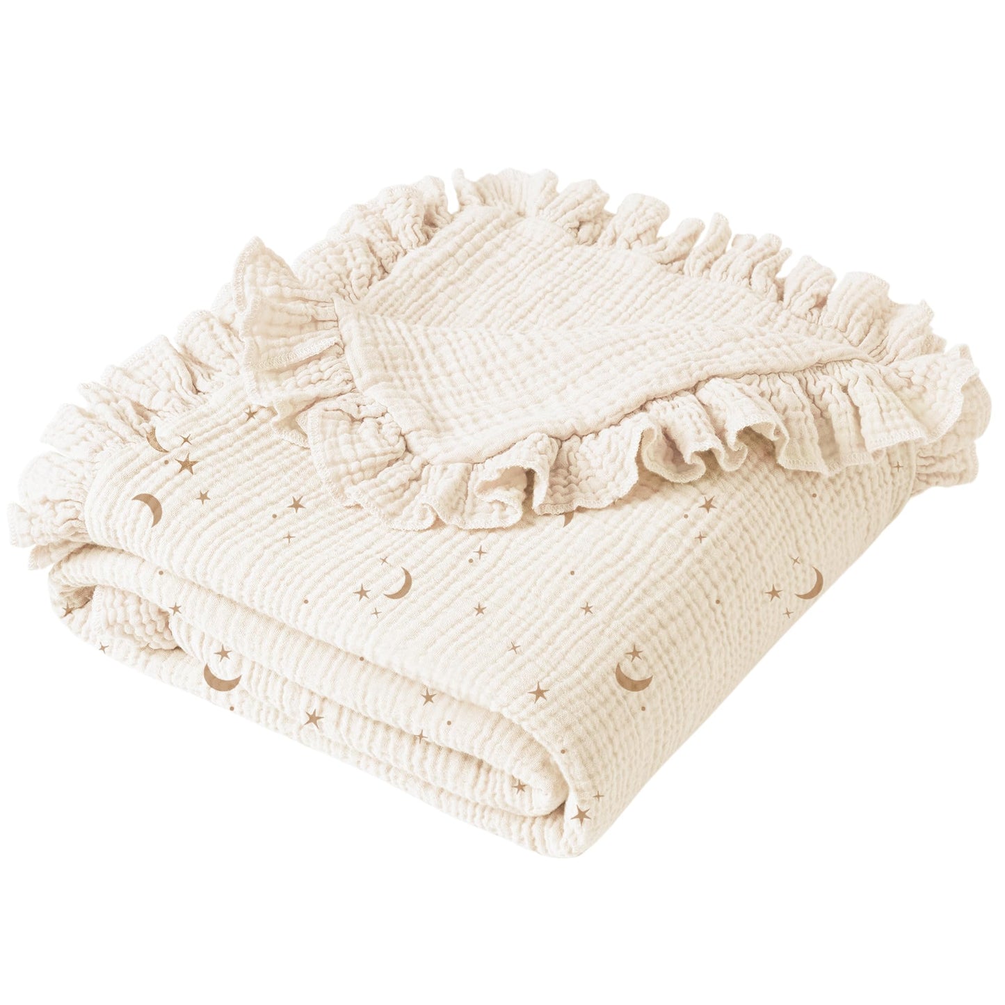 Konssy Flounce Muslin Baby Blankets, Cotton Crib Blanket for Baby Infant Toddler, Super Soft and Lightweight Nursery Blankets 40"x36" (Blossom)