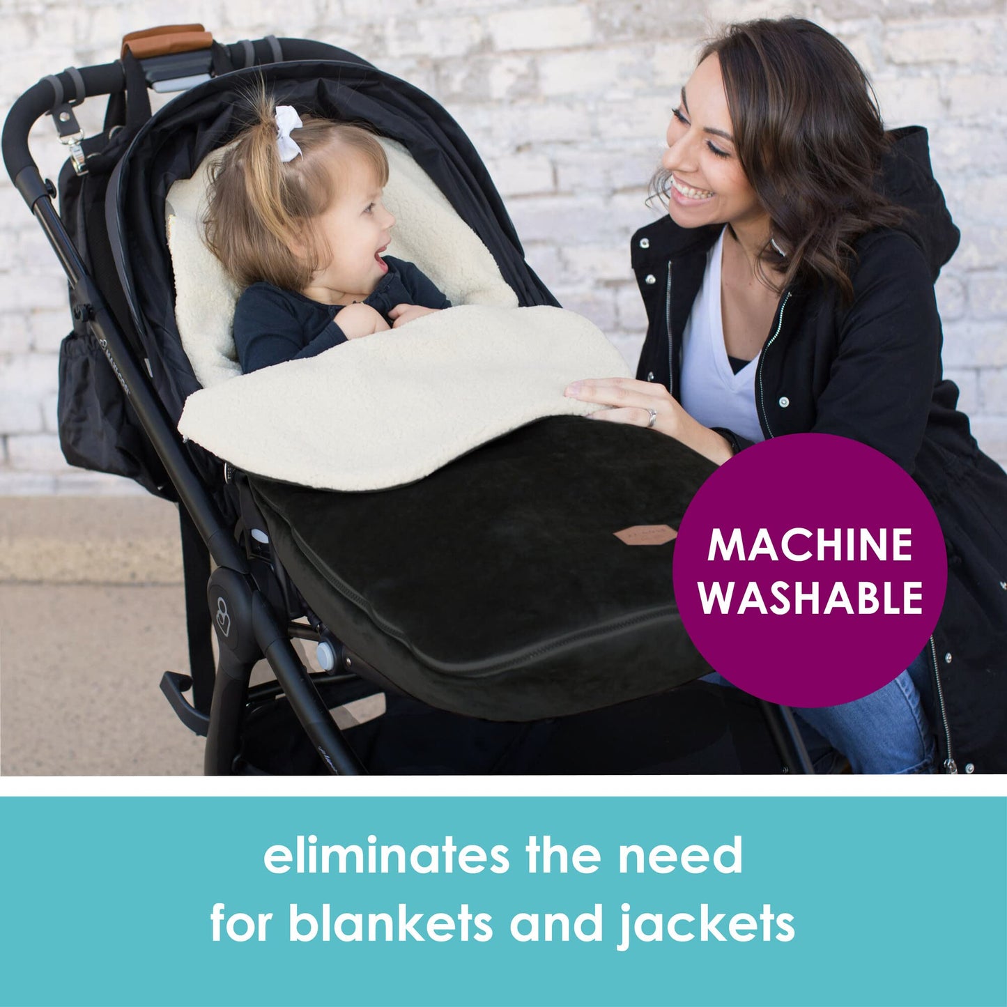 JJ Cole Bundleme - Original, Baby Bunting Bag, Winter Protection for Baby Car Seats and Strollers, Graphite