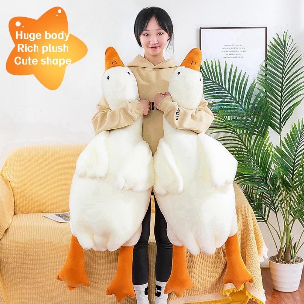 Giant White Goose Plush-75 Inch, Very Huge Body Fat Goose Stuffed Animal, 6 Foot Duck Plush Toys Hugging Pillow Gifts for Everyone (75 in)