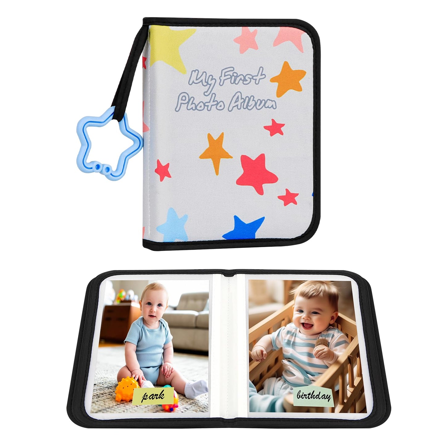 Baby's My First Photo Album for Baby Holds 21 4x6 Photos, Baby Photo Album Soft Cloth Family Book, My First Family Album for 4x6 Baby Shower Kids Toddlers Family Pictures, Toddler Photo Album (Blue)