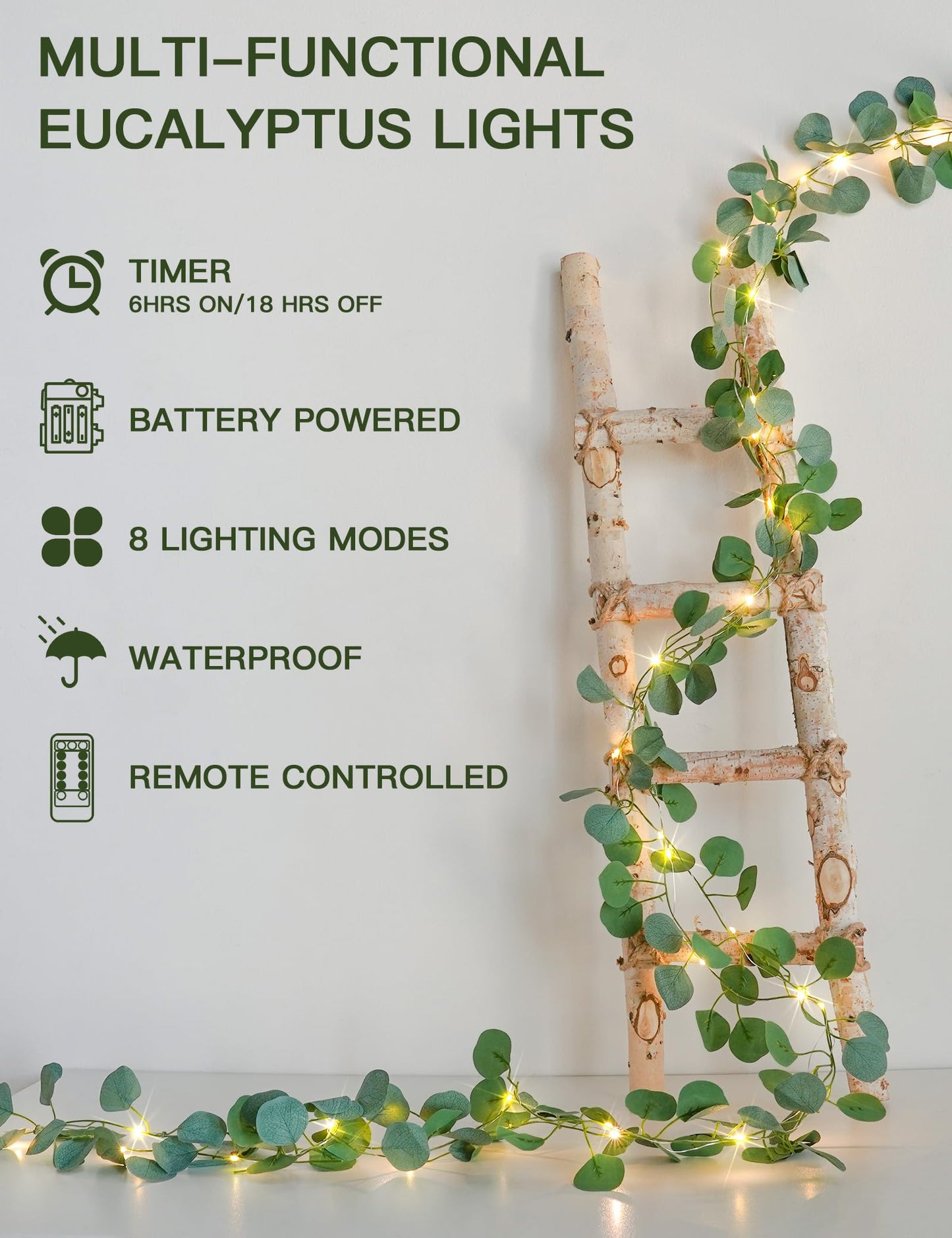 suddus Vine with Fairy Lights Battery Operated, 33ft 100 LED Ivy String Lights with Remote, Leaf Lights for Bedroom, Room, Wall, Garden, Party, Wedding Decor (Warm White)