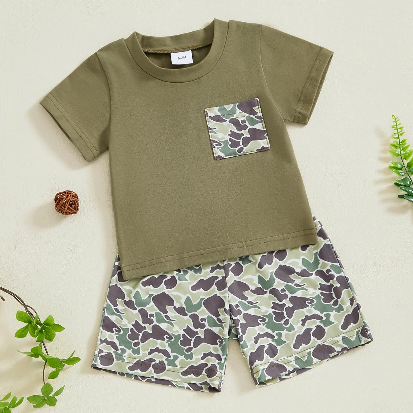 Karwuiio Toddler Baby Boy Summer Outfit Short Sleeve T-Shirt Tops Elastic Waist Shorts Set Baby Boys Clothes