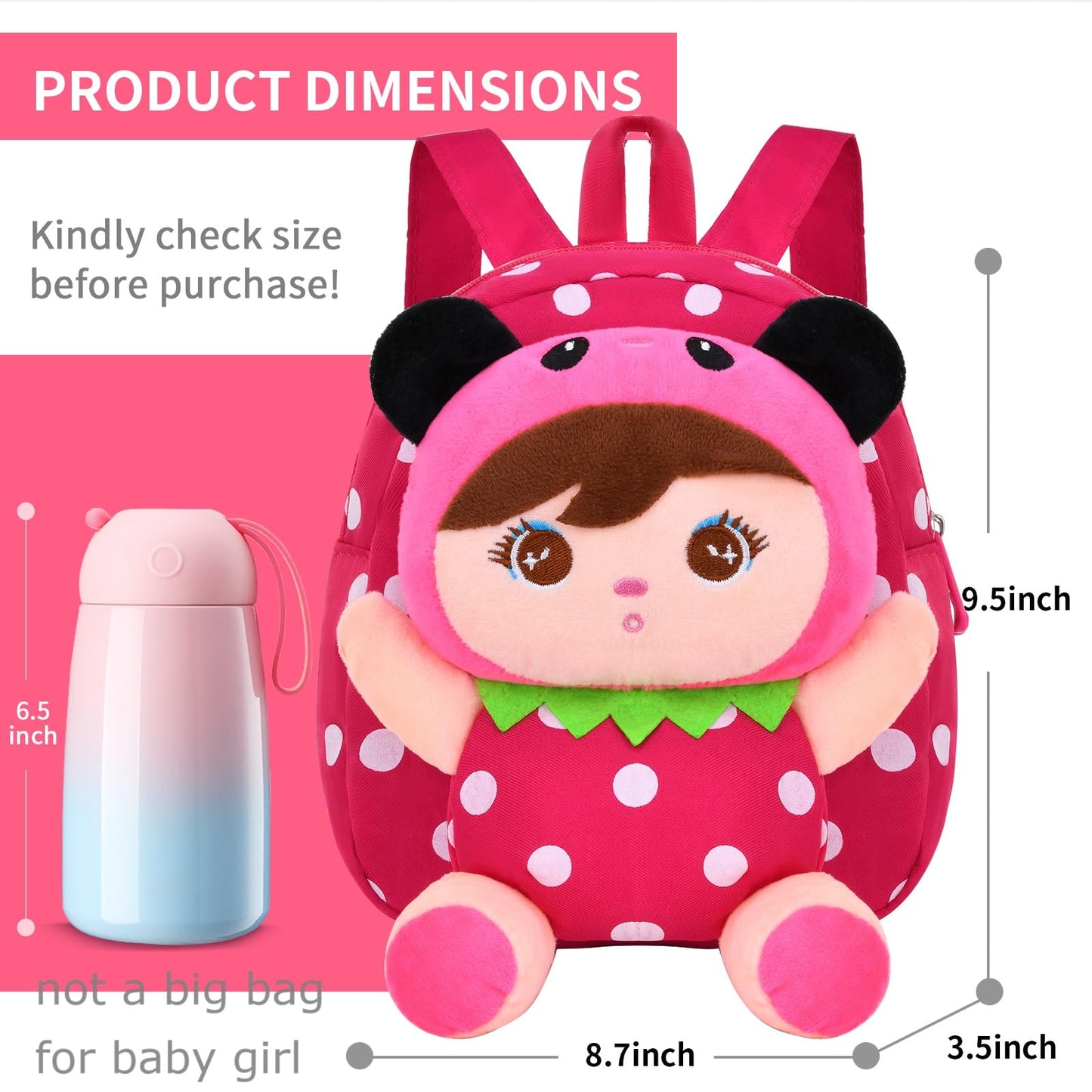 Cute Toddler Backpack Plush Doll Toy Snack Travel Bag Preschool Shoulder Bag Gift for Kid