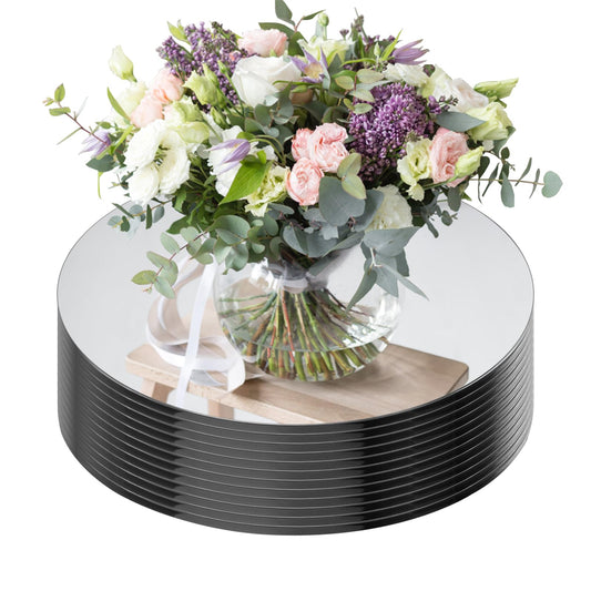Seelenruhe 12" Round Mirrors for Centerpieces for Tables, Round Mirrors Trays Plates for Centerpieces, Wedding Decorations, Baby Shower Party, Christmas Decorations, 2mm, 12 PCS
