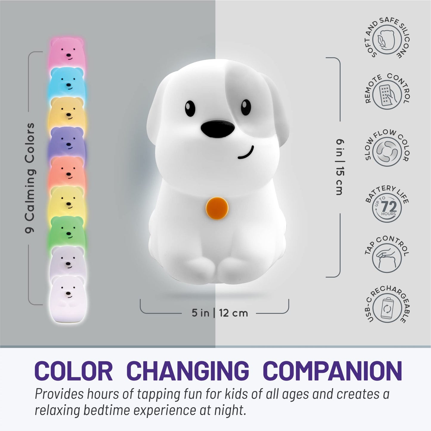 Lumipets Remote Control Silicone Night Light for Kids - Pig Design with 9 Soft Colors & Sleep Timer - Rechargeable, Battery-Operated Lamp for Bedroom | Baby Nursery, Toddler, Girls, Boys