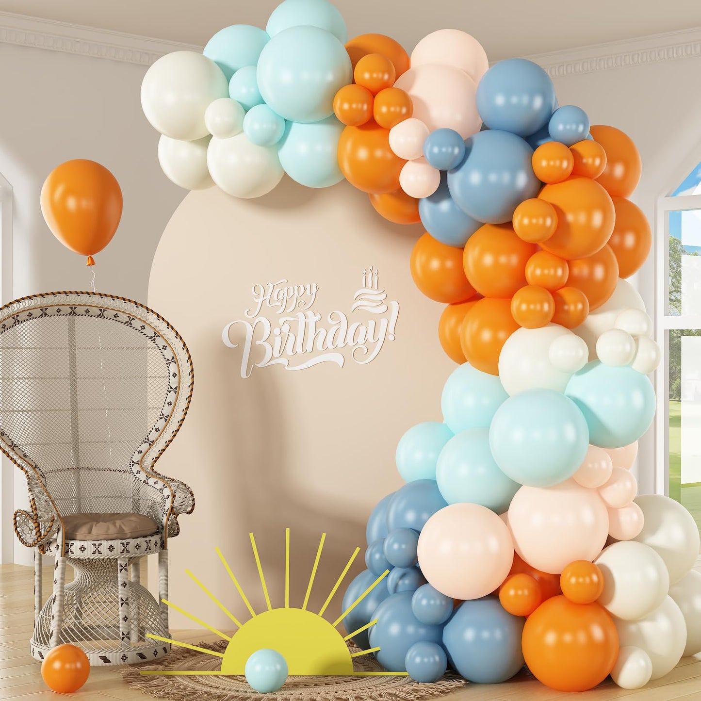 Dusty Blue Sage Green Balloon Arch Kit Slate Fog Blue Pastel Green White Sand Beige Gold Balloons Garland for Jungle Safari Birthday Baby Shower Wedding Party Decorations
