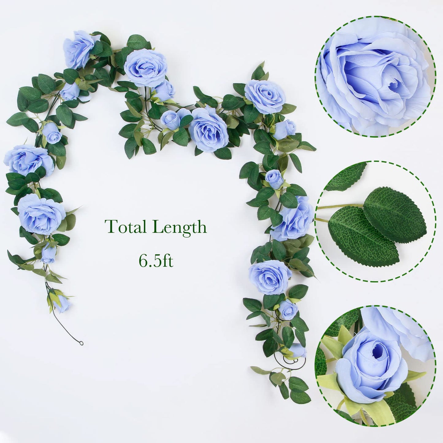 TELDRASSIL 4Pcs(26 FT) Artificial Rose Vine Fake Flower Garland Fake Silk Rose Hanging Vine for Wedding Party Background Arch Garden Background Decoration (Pink)