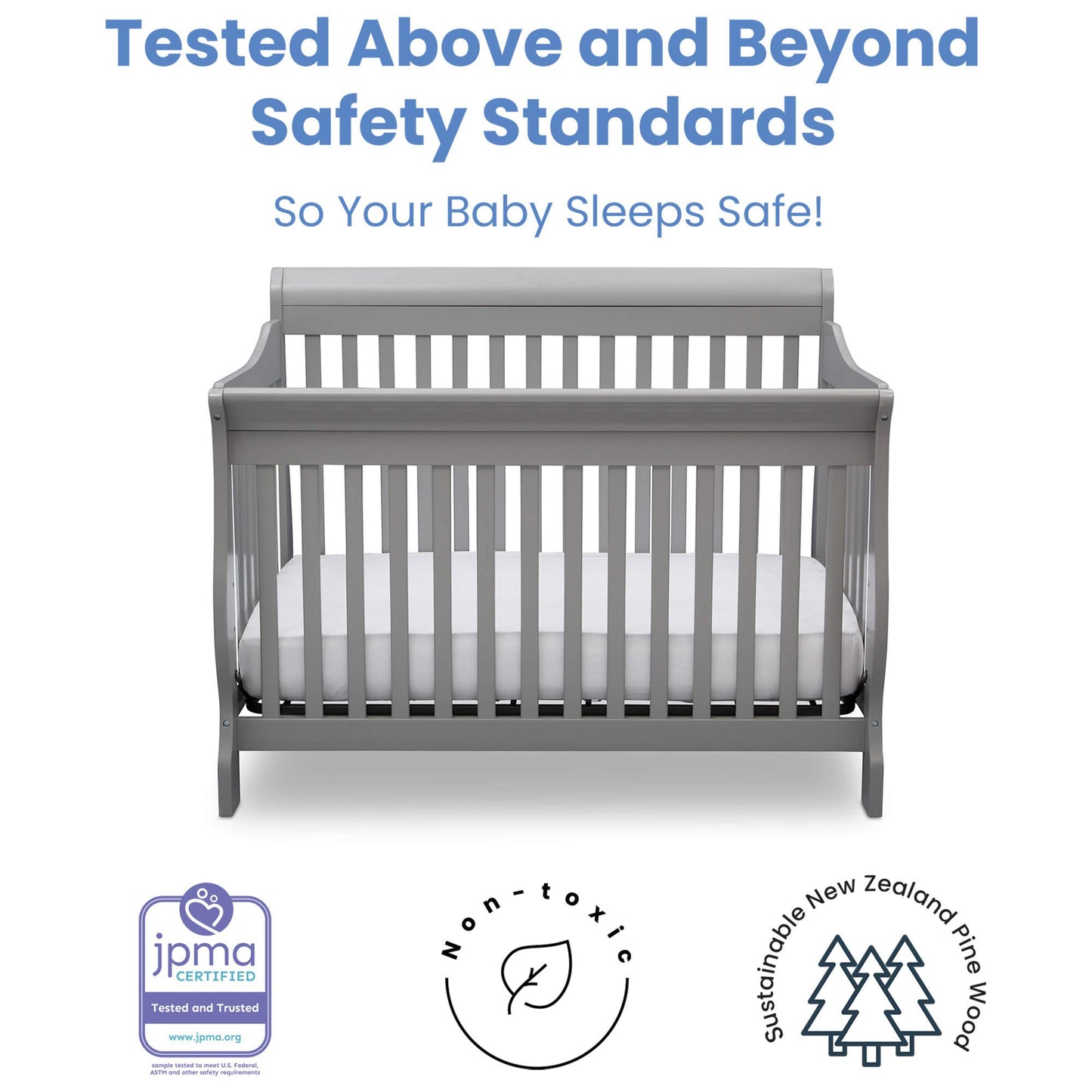 Delta Children Simmons Kids Carter 6-in-1 Convertible Crib - Greenguard Gold Certified, Black Ebony