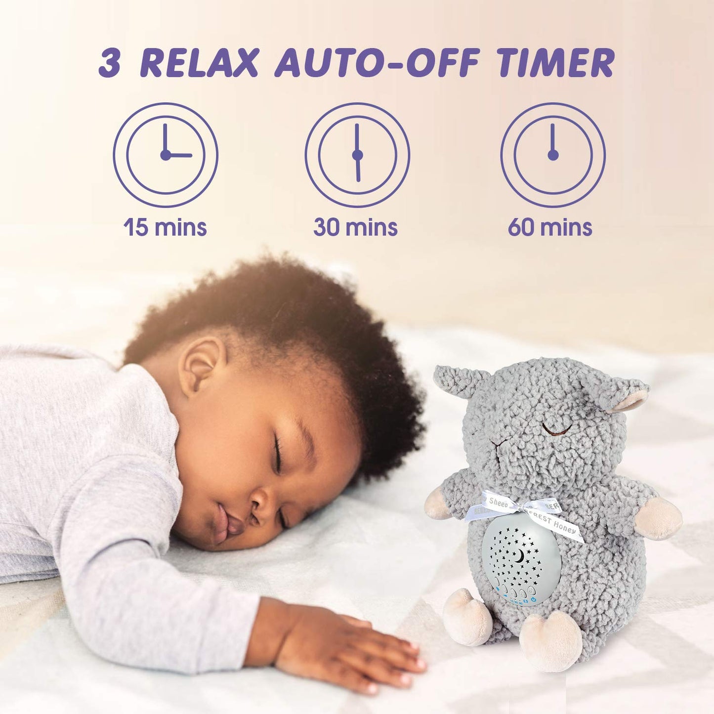 BEREST Baby Sleep Soother Sheep, Mom's Heartbeat Cry Sensor Lullabies & White Noise Sound Machine, Nursery Decor Night Light Projector Toddler Crib Sleeping Aid, Babies Shower Gifts Stuffed Animal