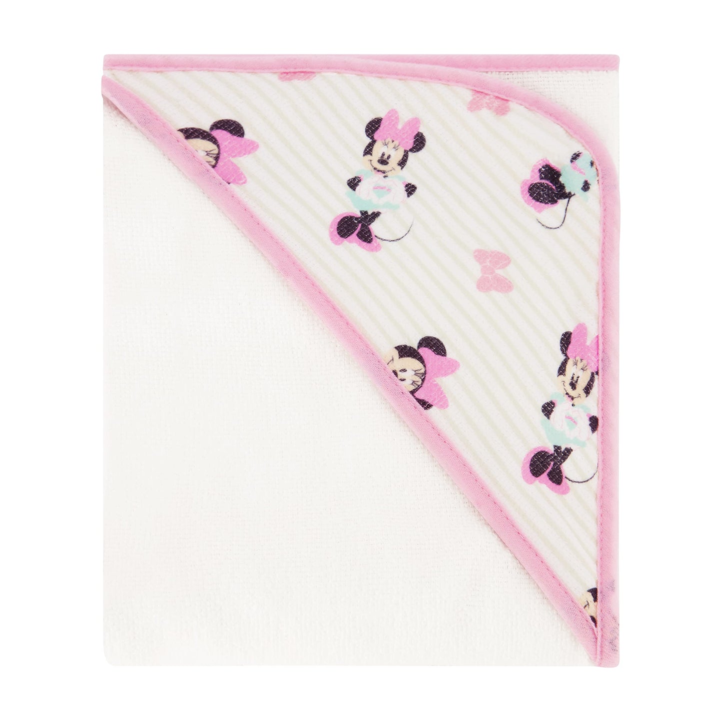 Disney Cudlie Baby Girl Minnie Mouse 2 Pack Rolled/Carded Hooded Towels in Happy Dots Print