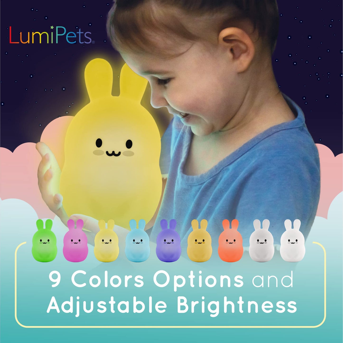 Lumipets Remote Control Silicone Night Light for Kids - Pig Design with 9 Soft Colors & Sleep Timer - Rechargeable, Battery-Operated Lamp for Bedroom | Baby Nursery, Toddler, Girls, Boys