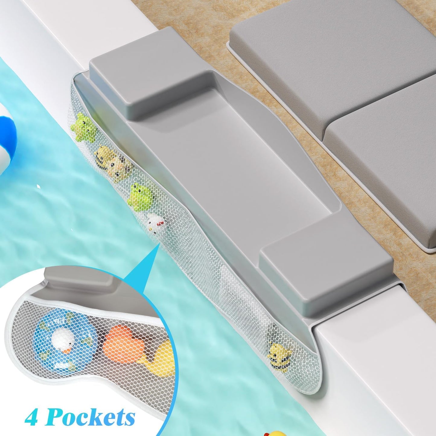 Baby Bath Kneeler and Elbow Rest Pad Set: Bathtub Elbow Rest with Silicone & Water Baffle Design -Easy to Clean & Gifts for New Parents