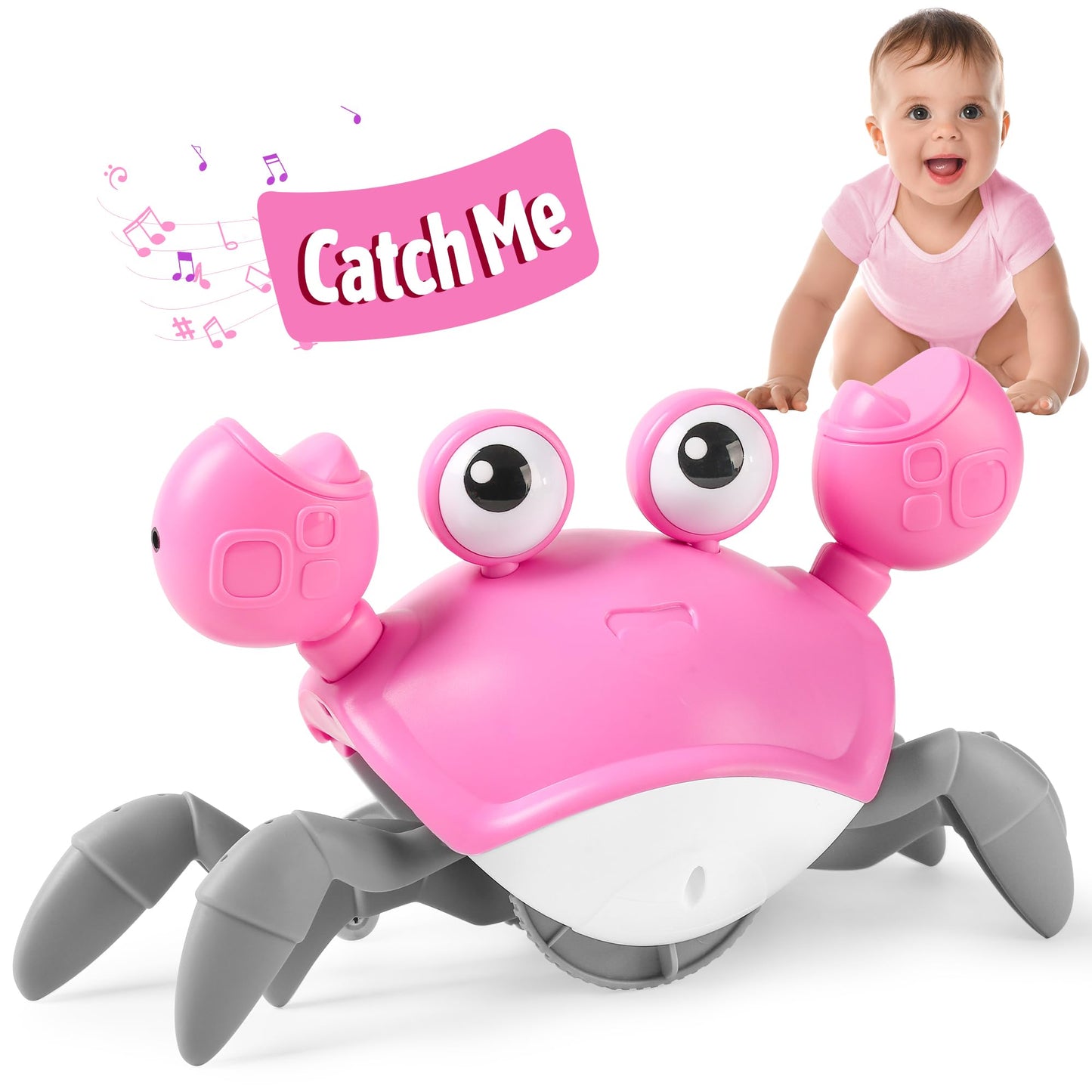 Crawling Crab Baby Toy Infant: Tummy Time Toys for Babies 3 6 9 12 18 24 36 Months, Walking Dancing Sensing Crab for Toddler 1 2 3 4 Year Old, 1st Music Birthday Gifts for Boys Girls