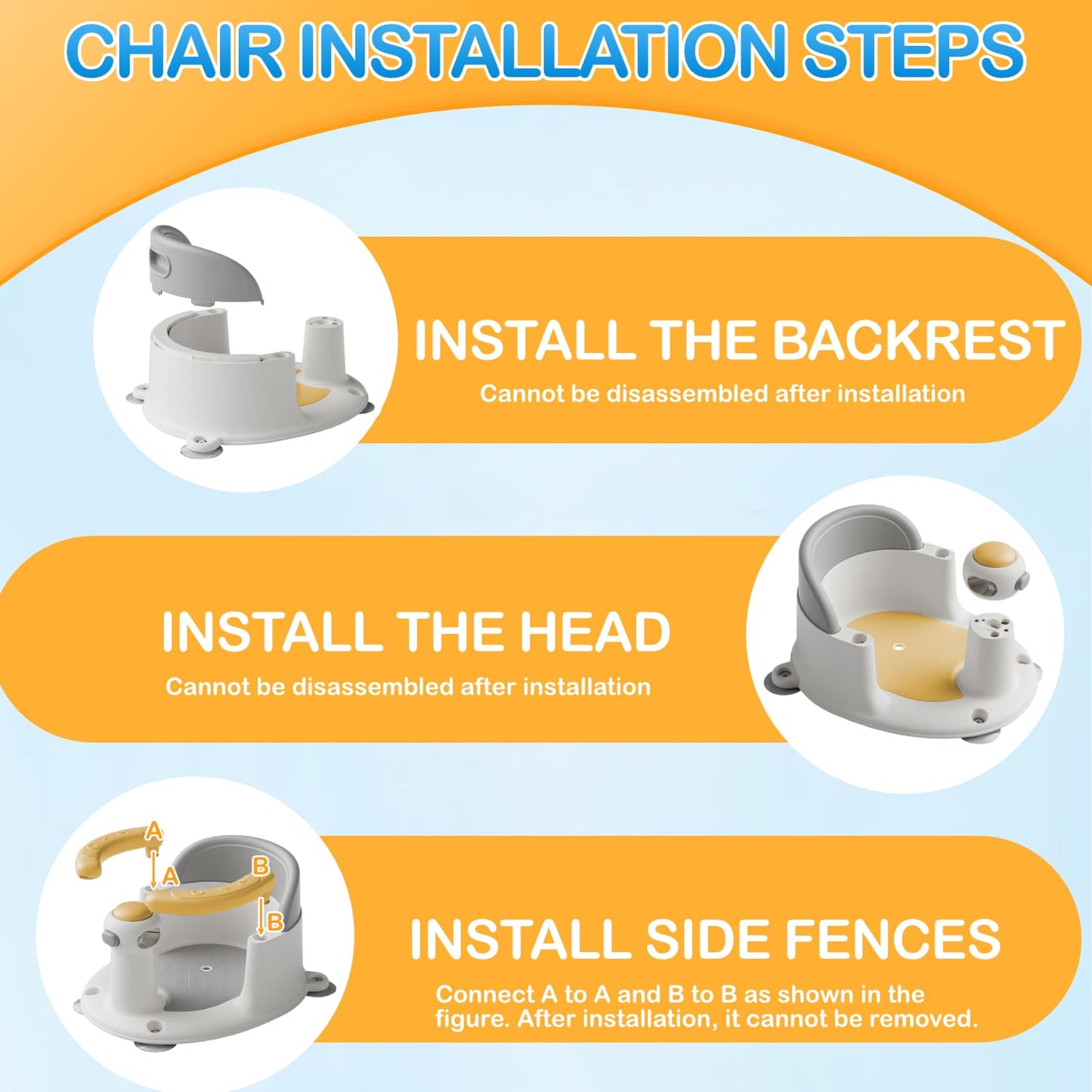 Baby Bath Seat for Babies 6 Months & up, Non-Slip Toddler Bath Seat for Baby & Newborn, Sit Up Bath Seat for Baby,Grey