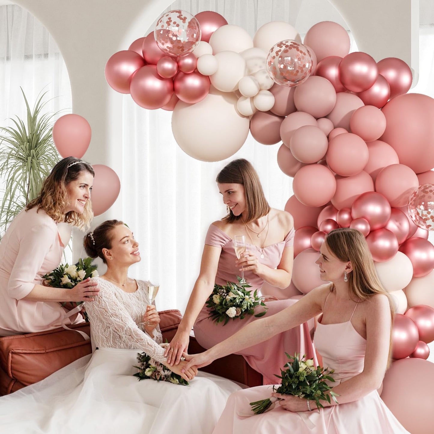 147pcs Neutral Balloon Garland Arch Kit, Different Sizes with Beige Cream Sand White Metallic Champagne Gold Balloons for Wedding Bridal Shower Birthday Boho Neutral Baby Shower Party Decorations