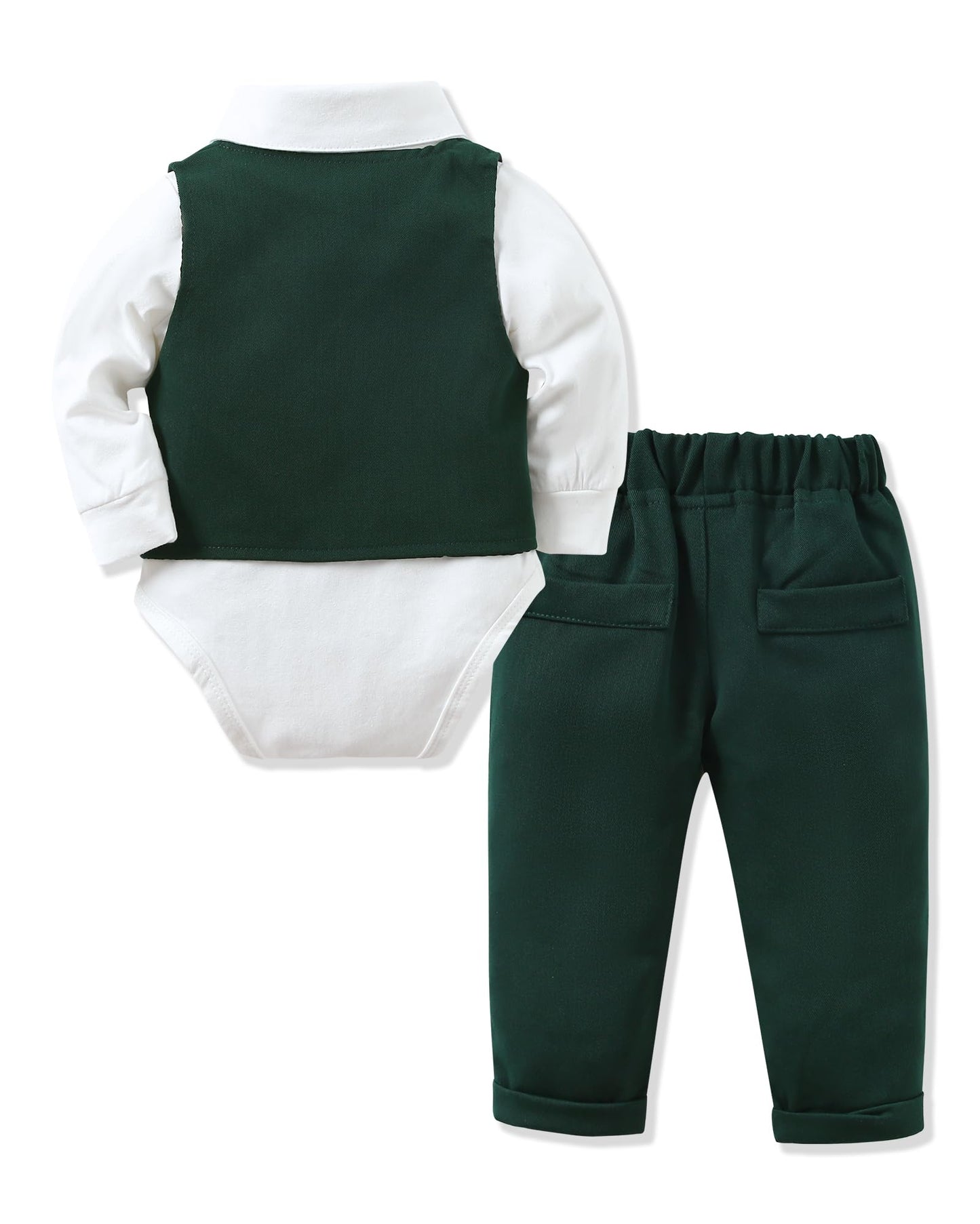 YALLET Baby Boy Clothes Suit 0-24 Months Infant Gentleman Outfits Formal Dress Shirt+Bowtie+Vest+Pants Set Baby Wedding Suits
