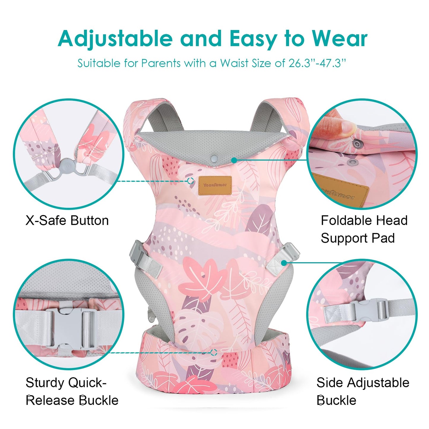Baby Carrier Newborn to Toddler, Ergonomic Adjustable Toddler Carriers for 7-65 Lbs, Cozy Lightweight Infant Carrier with Neck Support, Baby Holder Carrier with Lumbar Support for Mom Dad