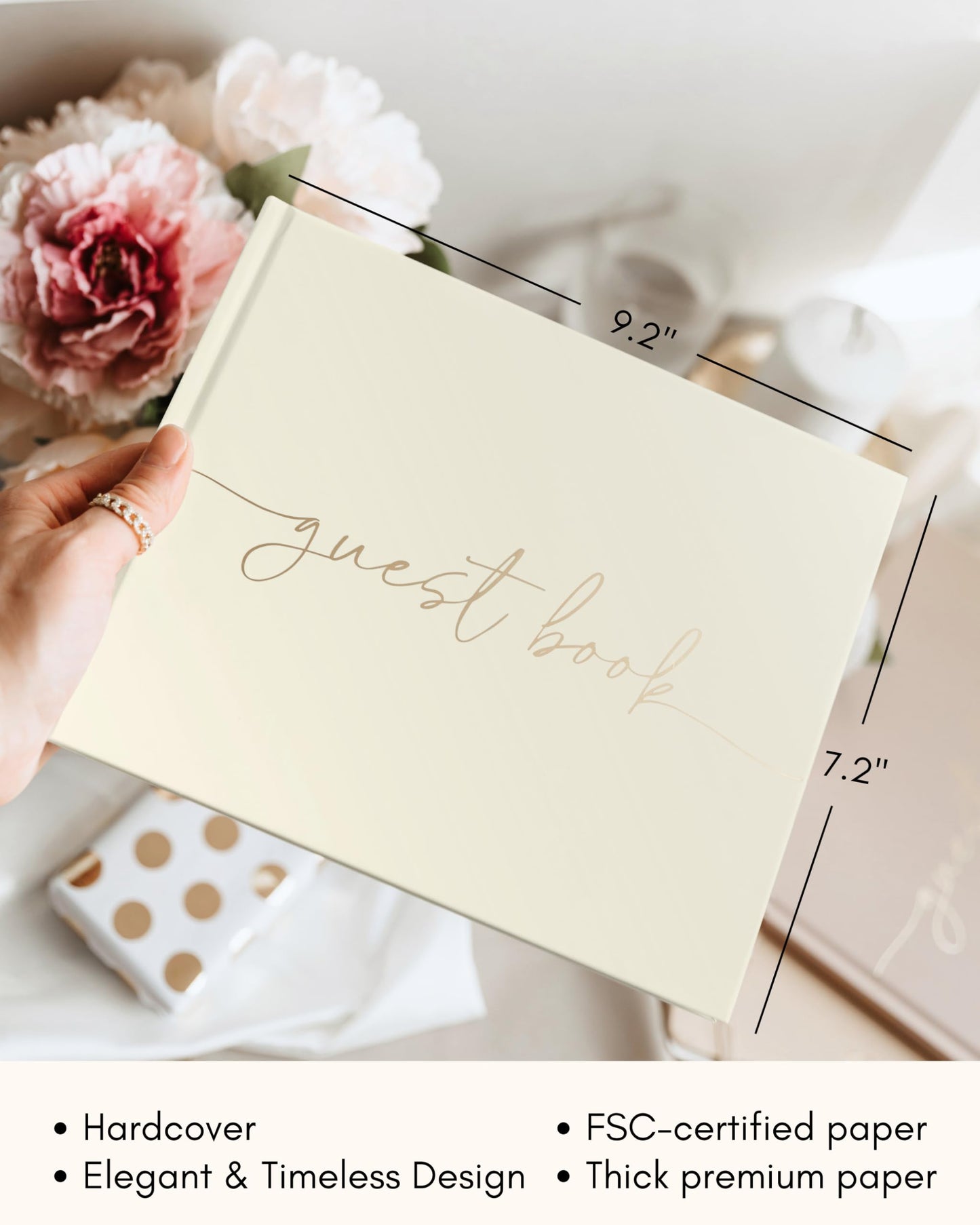 Lamare Elegant Blank Page Wedding Guest Book – The Perfect Polaroid Guest Book for Wedding Receptions, Birthdays, Baby Showers, and Special Events – A Stylish Sign-in Book for Guests