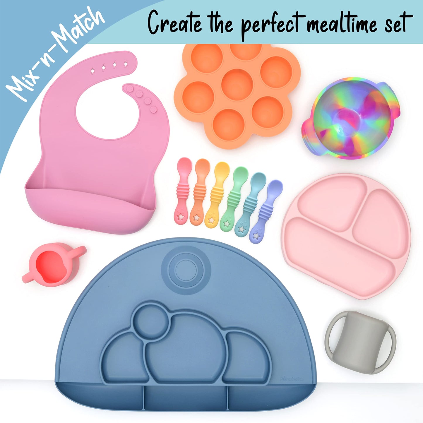 PrimaStella Little Dippers - First Stage Silicone Baby Spoon 6 Pack