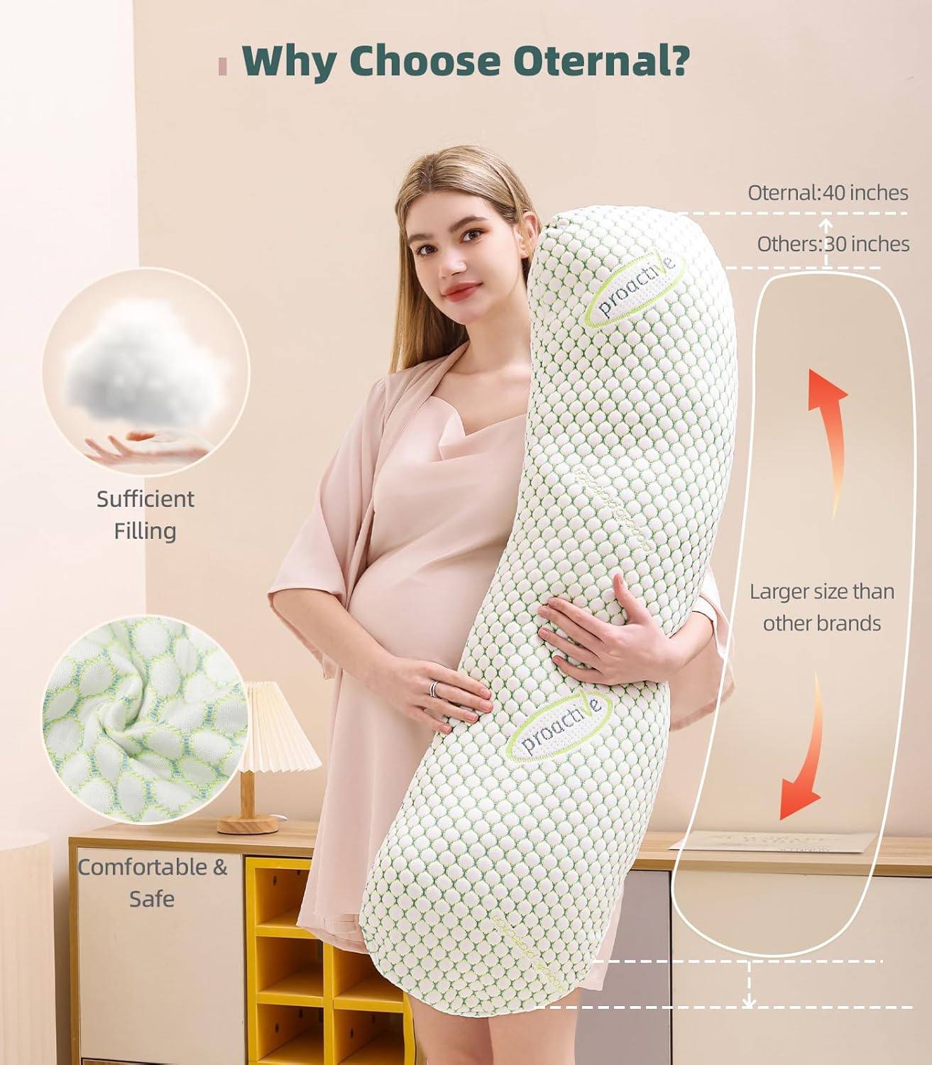 Pregnancy Pillow for Pregnant Women, Soft Pregnancy Body Pillow, Support for Back, Belly, HIPS, Legs, Maternity Pillow with Detachable and Adjustable Pillow Cover