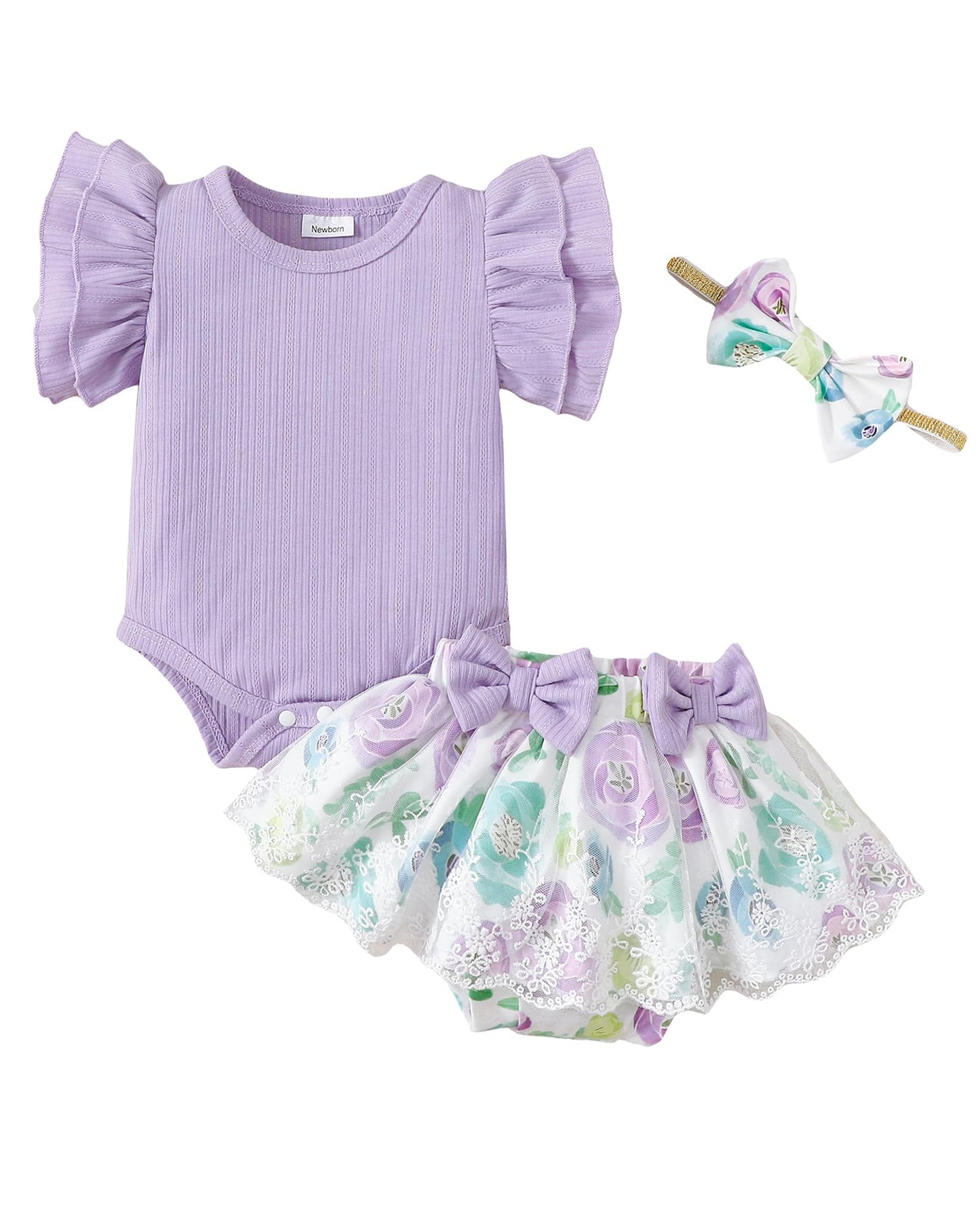 Mioglrie Preemie Clothes Girl Newborn Girl Outfits Infant Baby Girl Clothes Summer Romper Dress Shorts Set