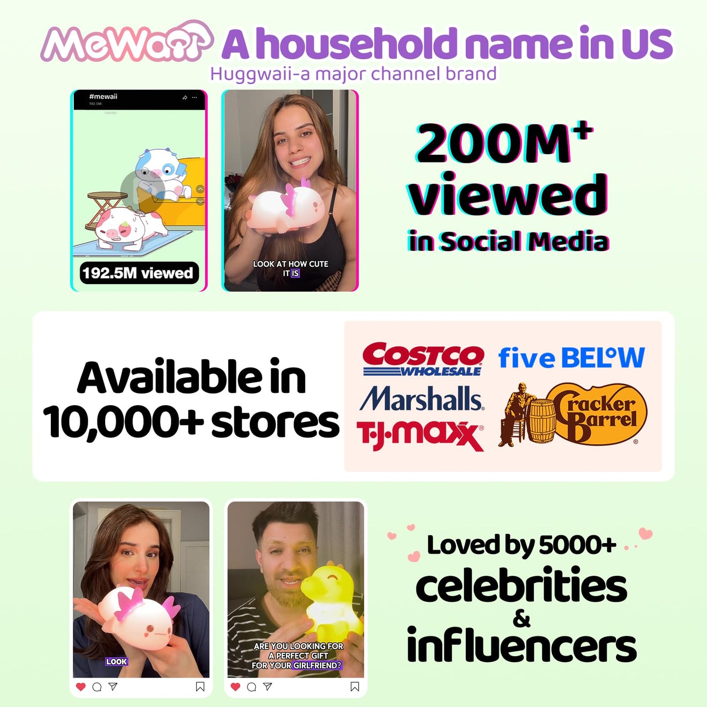 Huggwaii Squishy Axolotl Night Light for Kids – Dimmable Silicone Axolotl Lamp, 2025 Upgraded Baby Night Light, Rechargeable, 20H Battery Life, Sleep Aid Gift for Toddlers, Girls&Room Decor